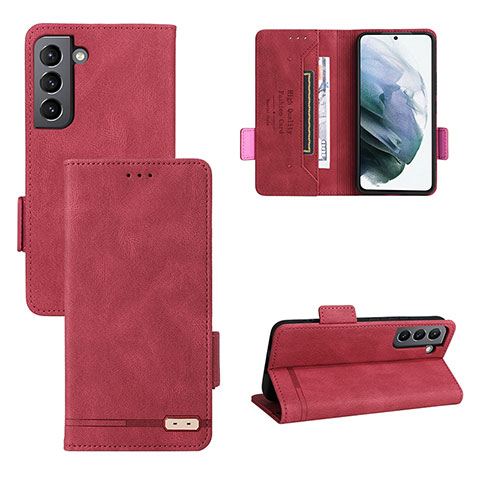 Funda de Cuero Cartera con Soporte Carcasa L07Z para Samsung Galaxy S21 Plus 5G Rojo