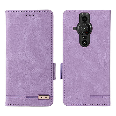 Funda de Cuero Cartera con Soporte Carcasa L07Z para Sony Xperia PRO-I Morado