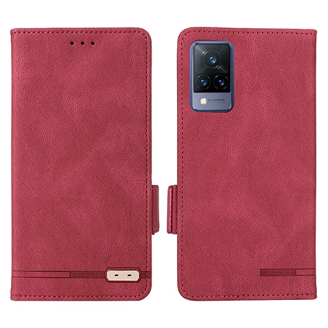 Funda de Cuero Cartera con Soporte Carcasa L07Z para Vivo V21 5G Rojo