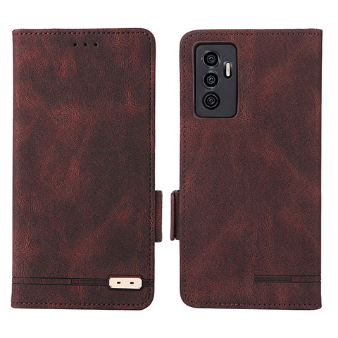 Funda de Cuero Cartera con Soporte Carcasa L07Z para Vivo V23e Marron