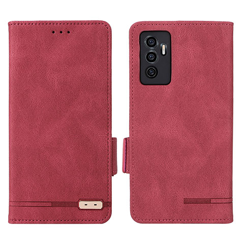 Funda de Cuero Cartera con Soporte Carcasa L07Z para Vivo V23e Rojo