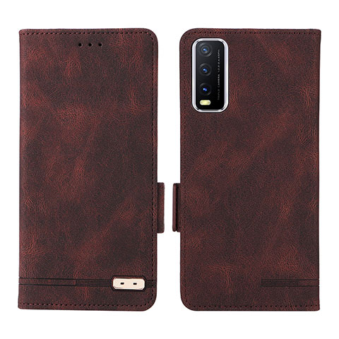 Funda de Cuero Cartera con Soporte Carcasa L07Z para Vivo Y12G Marron