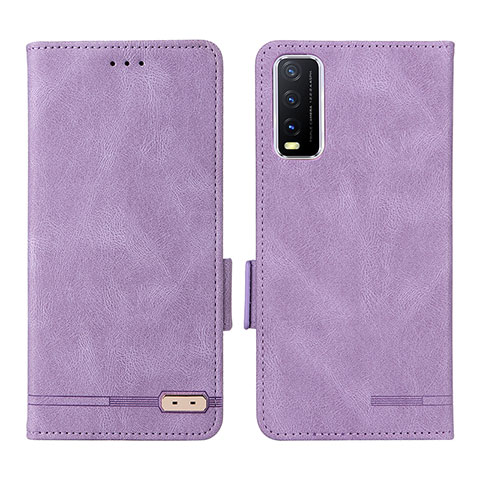 Funda de Cuero Cartera con Soporte Carcasa L07Z para Vivo Y12s (2021) Morado