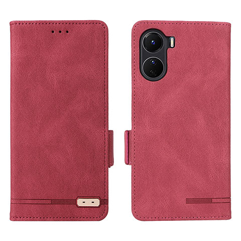 Funda de Cuero Cartera con Soporte Carcasa L07Z para Vivo Y16 Rojo