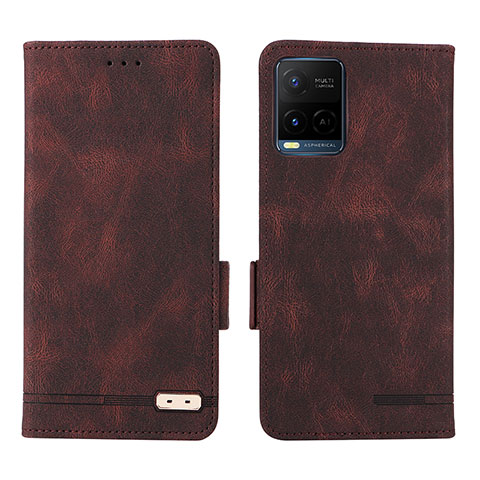 Funda de Cuero Cartera con Soporte Carcasa L07Z para Vivo Y21a Marron