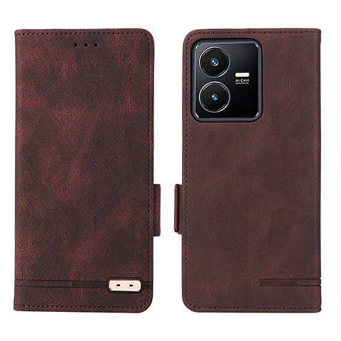 Funda de Cuero Cartera con Soporte Carcasa L07Z para Vivo Y22 Marron