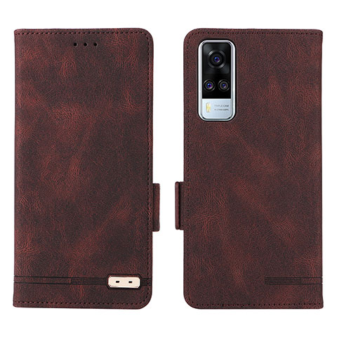 Funda de Cuero Cartera con Soporte Carcasa L07Z para Vivo Y31 (2021) Marron