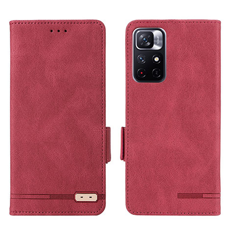 Funda de Cuero Cartera con Soporte Carcasa L07Z para Xiaomi Poco M4 Pro 5G Rojo