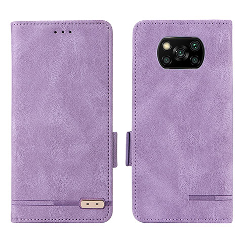 Funda de Cuero Cartera con Soporte Carcasa L07Z para Xiaomi Poco X3 NFC Morado