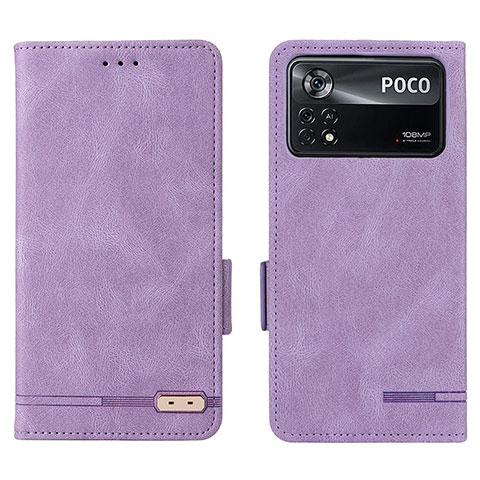 Funda de Cuero Cartera con Soporte Carcasa L07Z para Xiaomi Poco X4 Pro 5G Morado