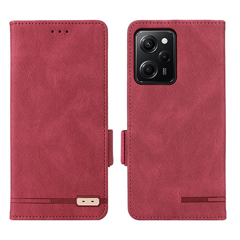 Funda de Cuero Cartera con Soporte Carcasa L07Z para Xiaomi Poco X5 Pro 5G Rojo