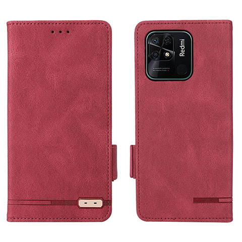 Funda de Cuero Cartera con Soporte Carcasa L07Z para Xiaomi Redmi 10 India Rojo