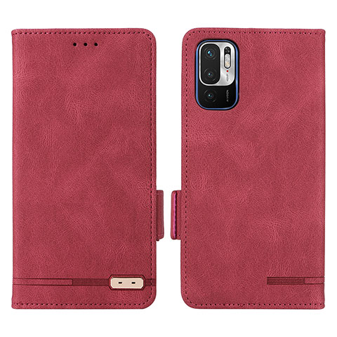 Funda de Cuero Cartera con Soporte Carcasa L07Z para Xiaomi Redmi Note 10 5G Rojo