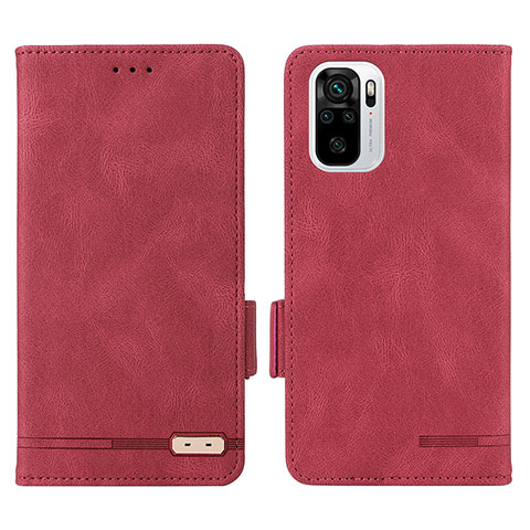 Funda de Cuero Cartera con Soporte Carcasa L07Z para Xiaomi Redmi Note 10S 4G Rojo