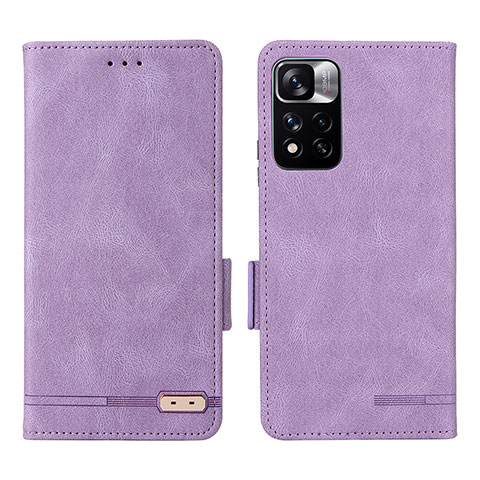 Funda de Cuero Cartera con Soporte Carcasa L07Z para Xiaomi Redmi Note 11 Pro+ Plus 5G Morado