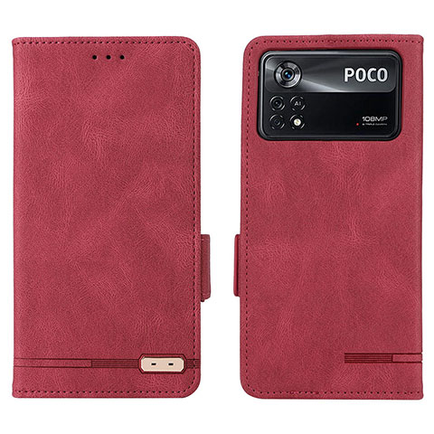 Funda de Cuero Cartera con Soporte Carcasa L07Z para Xiaomi Redmi Note 11E Pro 5G Rojo