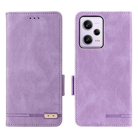 Funda de Cuero Cartera con Soporte Carcasa L07Z para Xiaomi Redmi Note 12 Pro 5G Morado