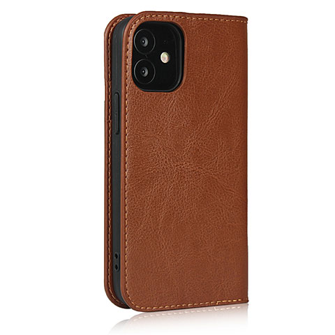 Funda de Cuero Cartera con Soporte Carcasa L08 para Apple iPhone 12 Marron Claro