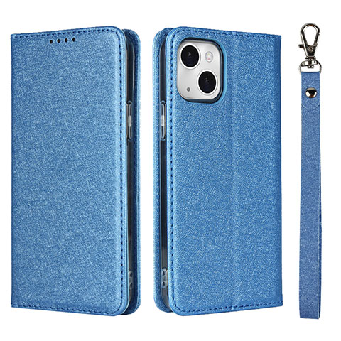 Funda de Cuero Cartera con Soporte Carcasa L08 para Apple iPhone 13 Azul