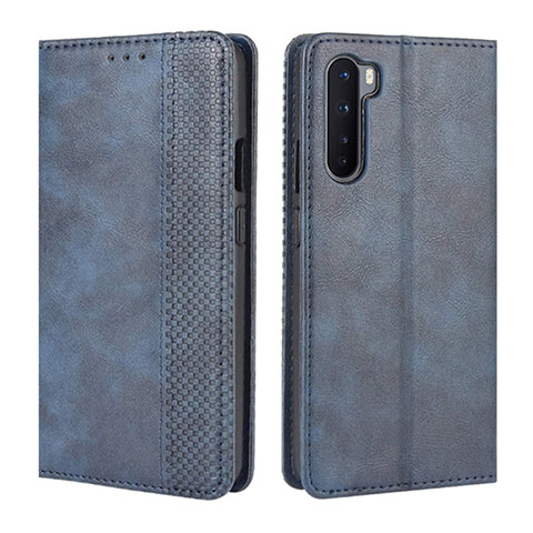 Funda de Cuero Cartera con Soporte Carcasa L08 para OnePlus Nord Azul