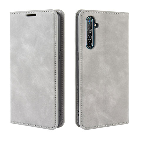 Funda de Cuero Cartera con Soporte Carcasa L08 para Realme X2 Gris