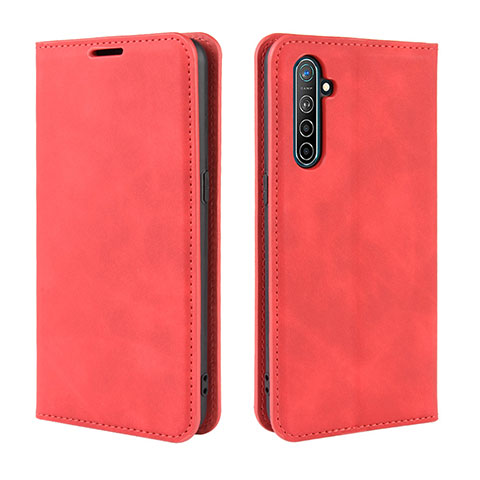 Funda de Cuero Cartera con Soporte Carcasa L08 para Realme XT Rojo