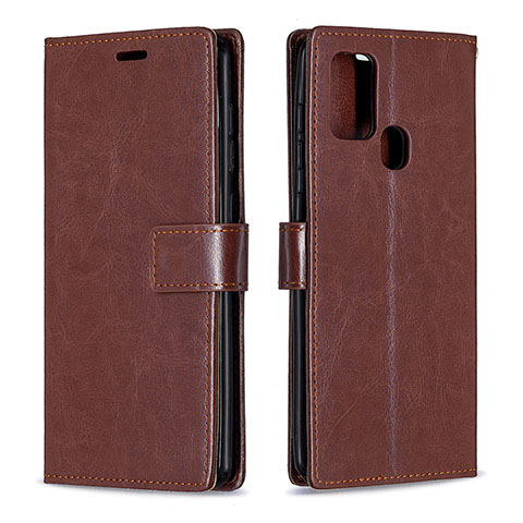 Funda de Cuero Cartera con Soporte Carcasa L08 para Samsung Galaxy A21s Marron