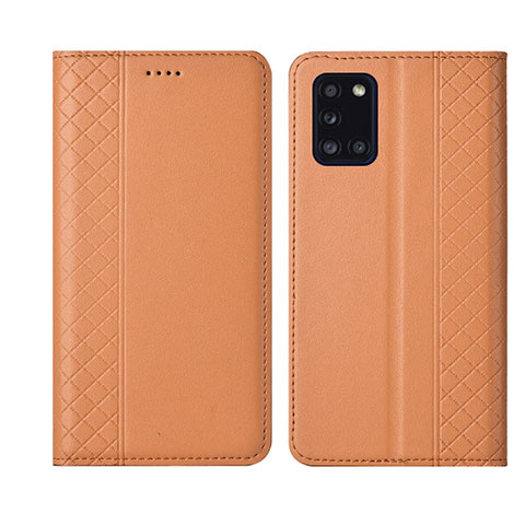 Funda de Cuero Cartera con Soporte Carcasa L08 para Samsung Galaxy A31 Naranja