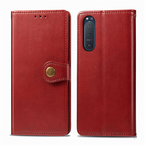 Funda de Cuero Cartera con Soporte Carcasa L08 para Sony Xperia 5 II Rojo