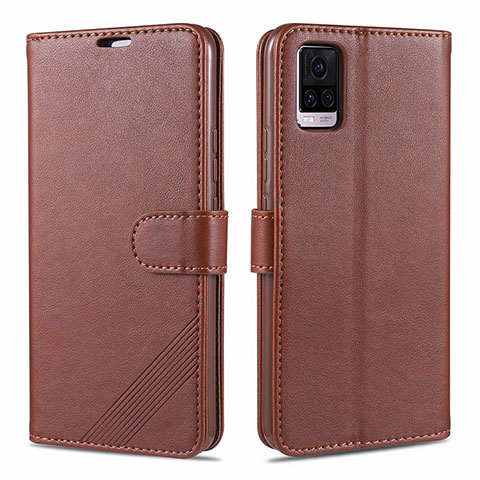 Funda de Cuero Cartera con Soporte Carcasa L08 para Vivo V20 Pro 5G Marron