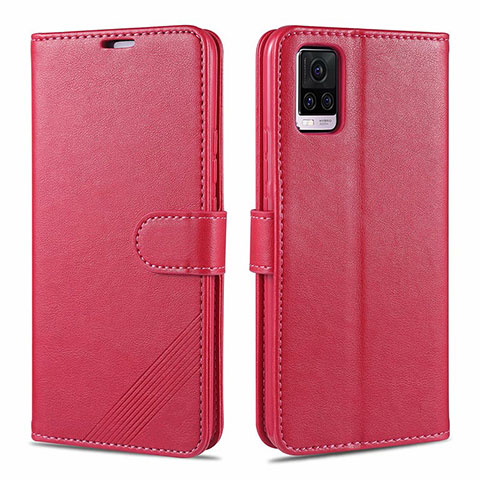 Funda de Cuero Cartera con Soporte Carcasa L08 para Vivo V20 Pro 5G Rojo