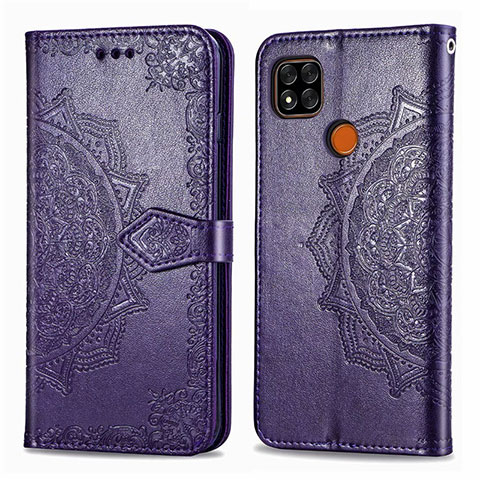 Funda de Cuero Cartera con Soporte Carcasa L08 para Xiaomi POCO C3 Morado