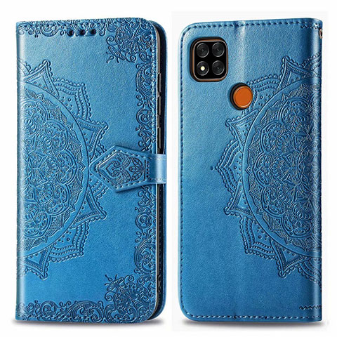 Funda de Cuero Cartera con Soporte Carcasa L08 para Xiaomi POCO C31 Azul