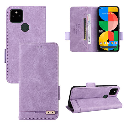 Funda de Cuero Cartera con Soporte Carcasa L08Z para Google Pixel 5a 5G Morado