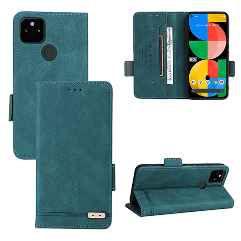 Funda de Cuero Cartera con Soporte Carcasa L08Z para Google Pixel 5a 5G Verde