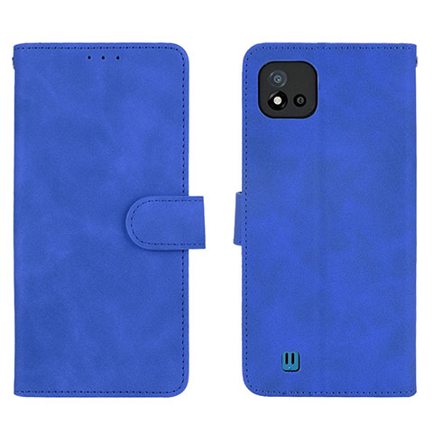 Funda de Cuero Cartera con Soporte Carcasa L08Z para Realme C20 Azul