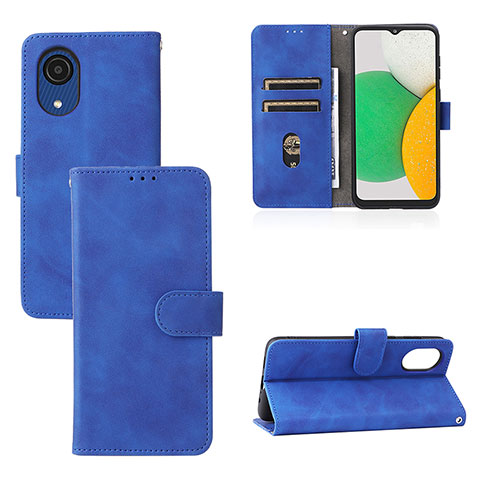 Funda de Cuero Cartera con Soporte Carcasa L08Z para Samsung Galaxy A03 Core Azul