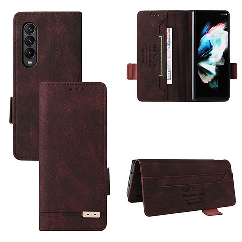 Funda de Cuero Cartera con Soporte Carcasa L08Z para Samsung Galaxy Z Fold4 5G Marron