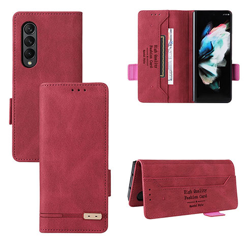 Funda de Cuero Cartera con Soporte Carcasa L08Z para Samsung Galaxy Z Fold4 5G Rojo