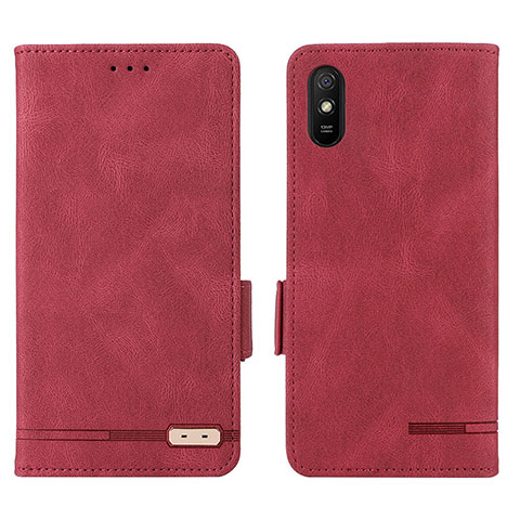 Funda de Cuero Cartera con Soporte Carcasa L08Z para Xiaomi Redmi 9A Rojo