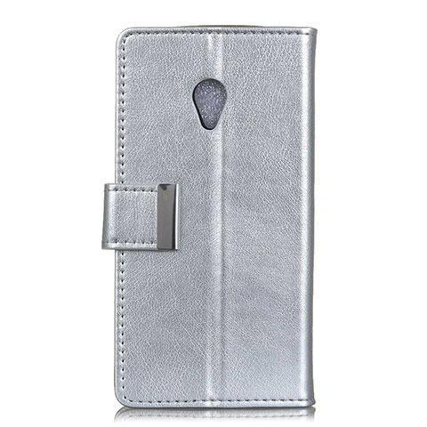 Funda de Cuero Cartera con Soporte Carcasa L09 para Alcatel 1X (2019) Plata