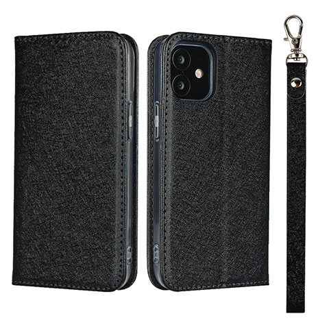 Funda de Cuero Cartera con Soporte Carcasa L09 para Apple iPhone 12 Mini Negro