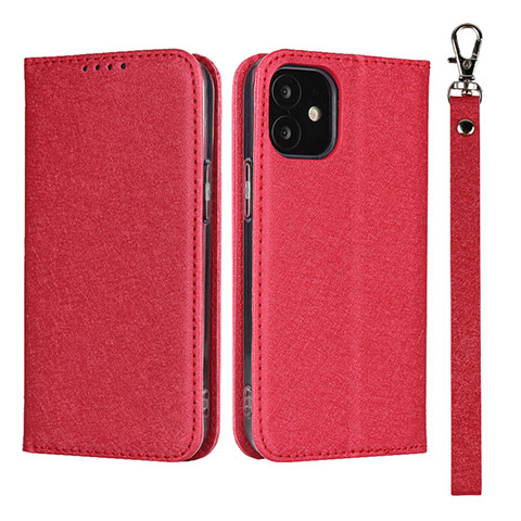 Funda de Cuero Cartera con Soporte Carcasa L09 para Apple iPhone 12 Mini Rojo