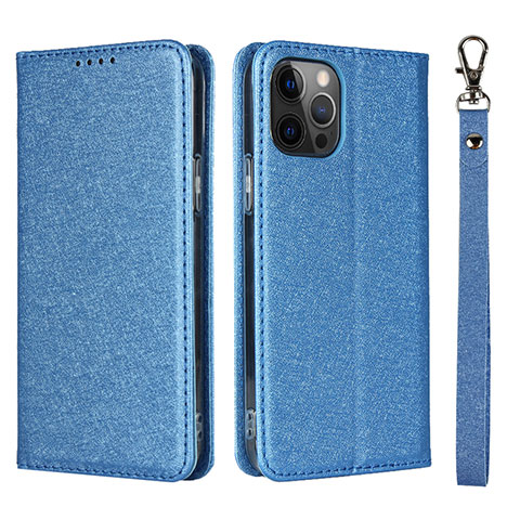 Funda de Cuero Cartera con Soporte Carcasa L09 para Apple iPhone 12 Pro Azul Cielo