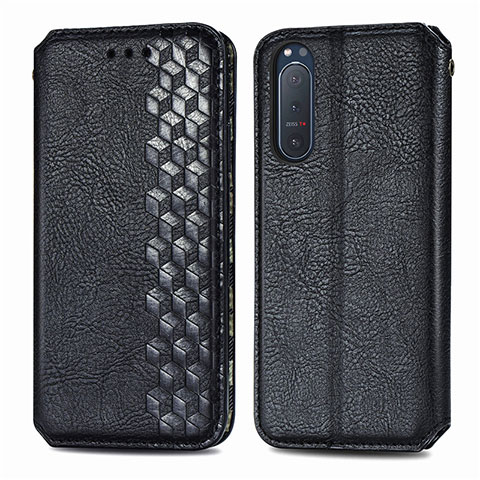 Funda de Cuero Cartera con Soporte Carcasa L09 para Sony Xperia 5 II Negro