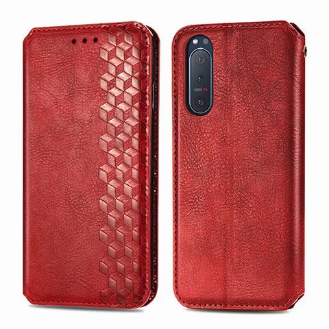 Funda de Cuero Cartera con Soporte Carcasa L09 para Sony Xperia 5 II Rojo