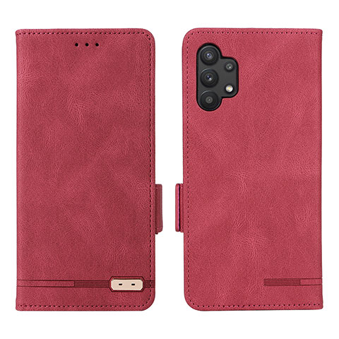 Funda de Cuero Cartera con Soporte Carcasa L09Z para Samsung Galaxy A32 4G Rojo