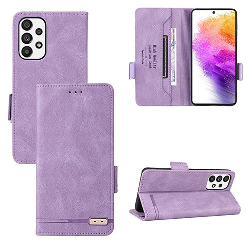 Funda de Cuero Cartera con Soporte Carcasa L09Z para Samsung Galaxy A73 5G Morado