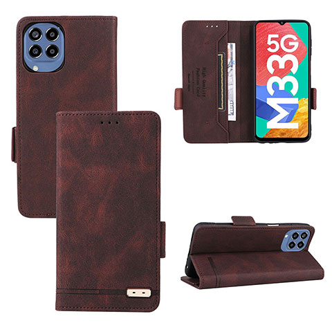 Funda de Cuero Cartera con Soporte Carcasa L09Z para Samsung Galaxy M33 5G Marron