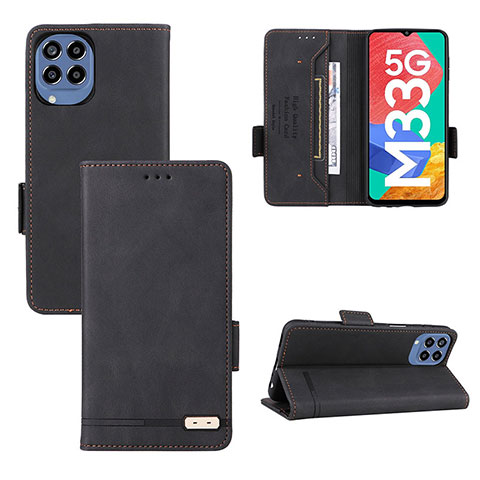 Funda de Cuero Cartera con Soporte Carcasa L09Z para Samsung Galaxy M33 5G Negro